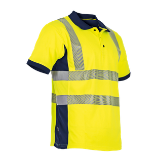 POLO MANCHE COURTE HAUTE VISIBILITE VISION MARINE/JAUNE
