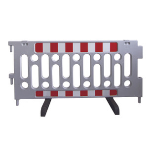 BARRIERE POLICE 2M HT 1M POLYPRO AVEC BANDES REFLECHISSANTES - GRIS