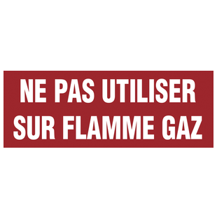 PLAQUE CHAUFFERIE GAZ. 55X150  "NE PAS UTILISER SUR FLAMME GAZ"