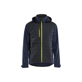 VESTE HYBRIDE BLEU MARINE FONCE/JAUNE FLUO