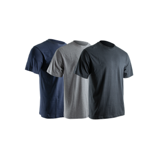 TEE SHIRT BASIC LYON GRIS, BLEU CHINE, NOIR (LOT DE 3)