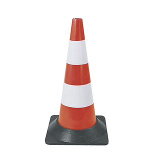 BALISE PLASTIQUE ROUGE FLUO PIED CAOUTCHOUC