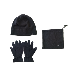 LOT TOUR DE COU+BONNET+GANTS ARTIC NOIR TAILLE UNIQUE