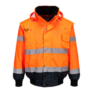 BLOUSON BOMBER 3-EN-1 HAUTE VISIBILITE BICOLORE C465 ORANGE/MARINE