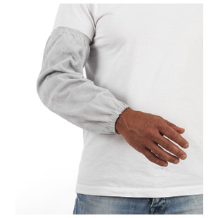 MANCHETTE SOUDEUR EN CROUTE DE CUIR GRIS CLAIR LA PAIRE