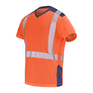 TEE-SHIRT SIROCCO GRIS CHARCOAL ORANGE FLUO/BLEU MARINE
