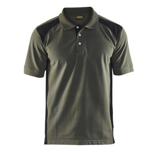 POLO PIQUE 2 COULEURS VERT ARMEE/NOIR