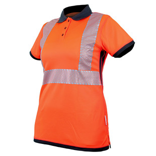 POLO HV2 BORA FEMME ORANGE FLUO/MARINE