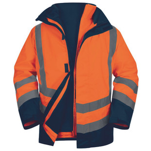 PARKA HAUTE VISIBILITE OPTIMUM3 5 EN 1 ORANGE FLUO/BLEU MARINE